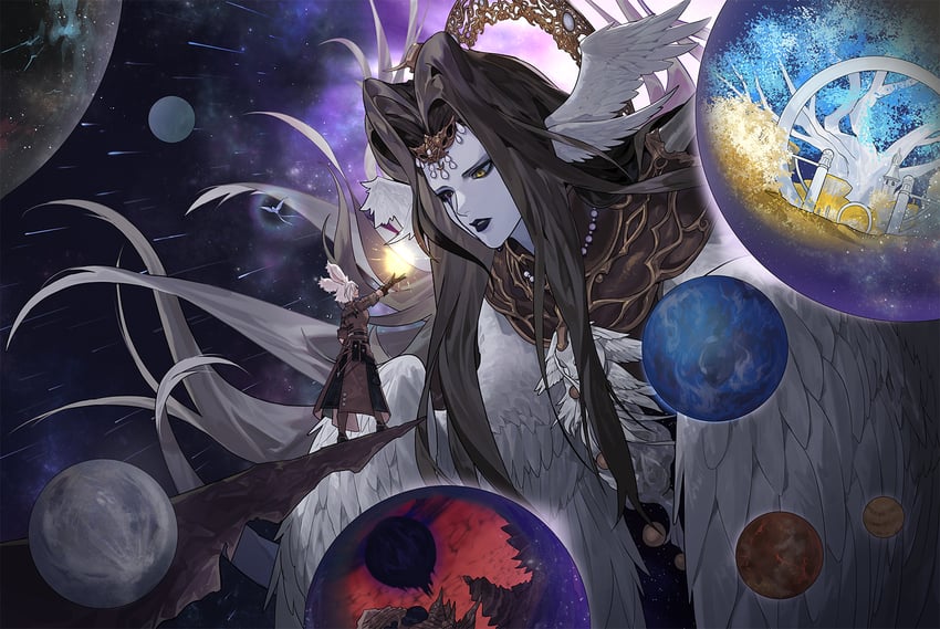 warrior of light, meteion, and the endsinger (final fantasy and 1 more) drawn by byuub