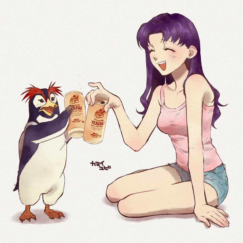 katsuragi misato and penpen (neon genesis evangelion) drawn by yubi_kamii