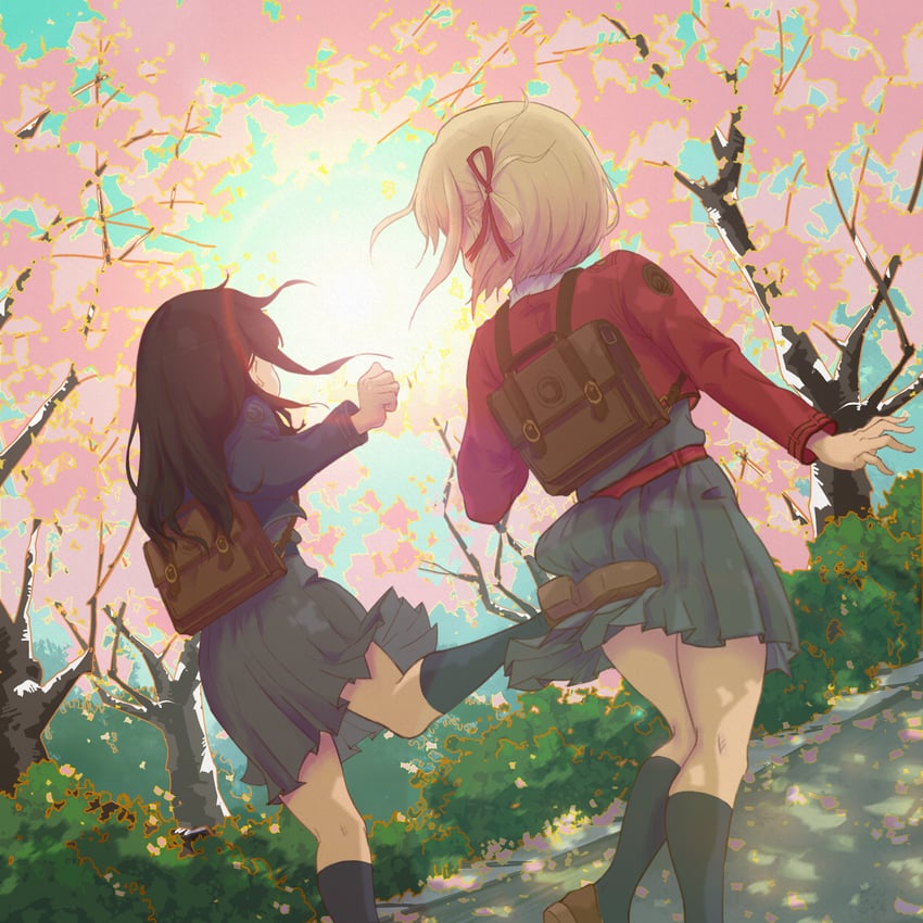 nishikigi chisato and inoue takina (lycoris recoil) drawn by lotica