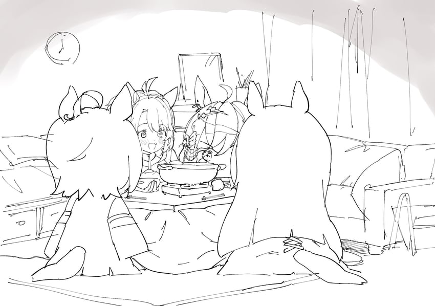 agnes tachyon, manhattan cafe, jungle pocket, and dantsu flame (umamusume) drawn by yoiisand