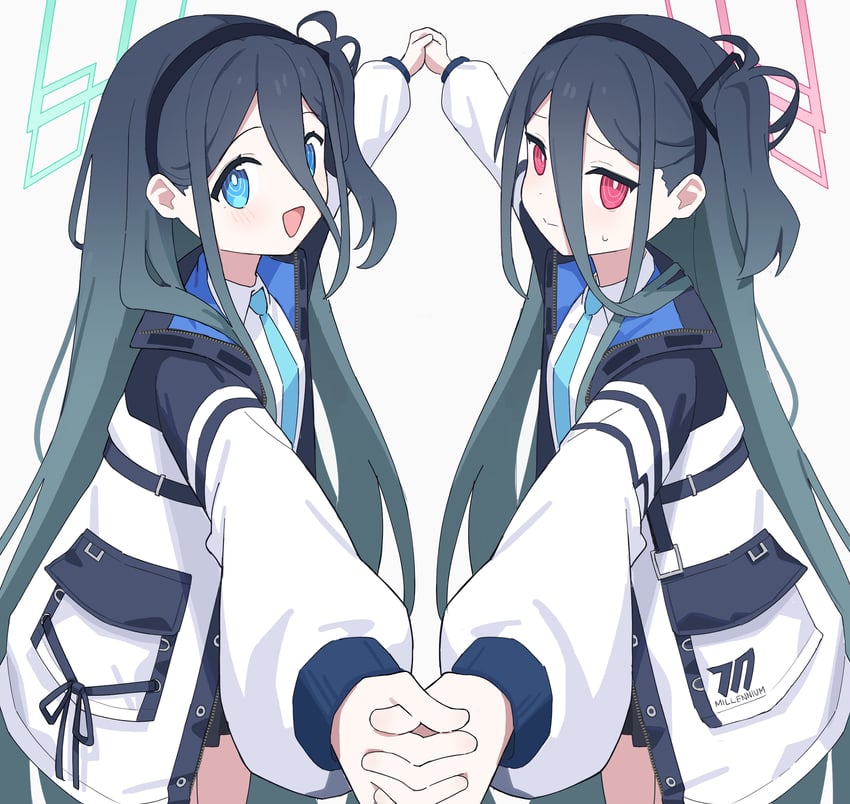 aris and kei (blue archive and 1 more) drawn by ame_miya_ta