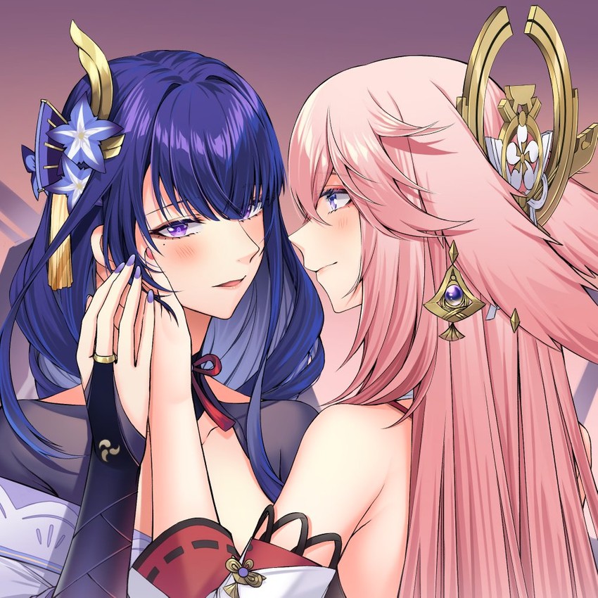 raiden shogun and yae miko (genshin impact) drawn by sieka_(piiroinardesco)