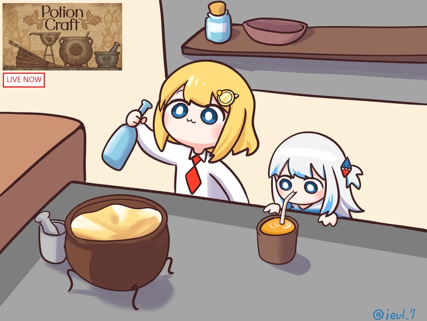 gawr gura and watson amelia (hololive and 1 more) drawn by eiul