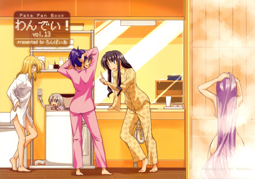 artoria pendragon, saber, tohsaka rin, illyasviel von einzbern, matou sakura, and 1 more (fate and 1 more) drawn by fue_(rhomphair) and ronpaia
