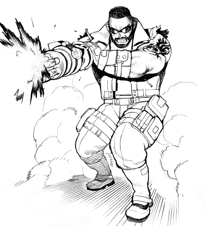 barret wallace (final fantasy and 1 more) drawn by conto