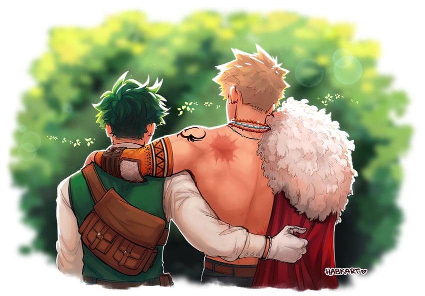 midoriya izuku and bakugou katsuki (boku no hero academia) drawn by habkart