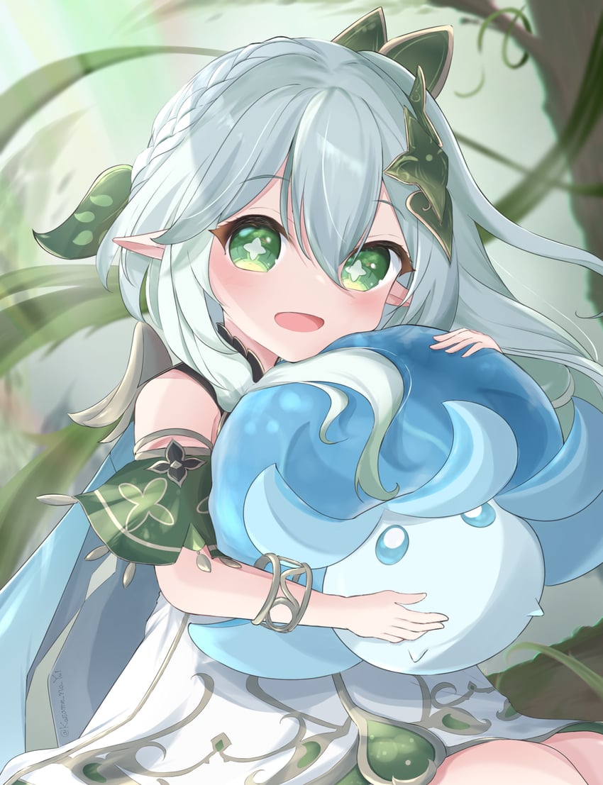 nahida and fungi (genshin impact) drawn by kosame_no_yui