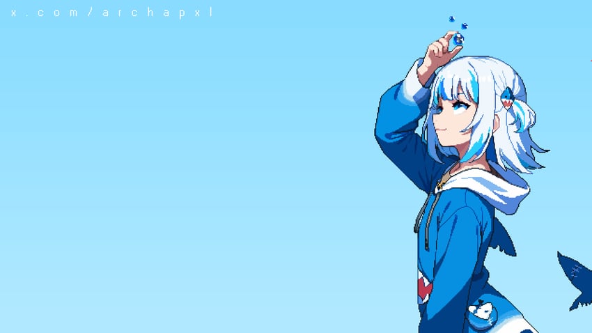 gawr gura (hololive and 1 more) drawn by archapxl