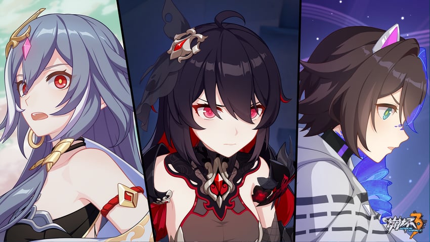 seele vollerei, herrscher of sentience, seele, and erwin reanna schrodinger (honkai and 1 more)