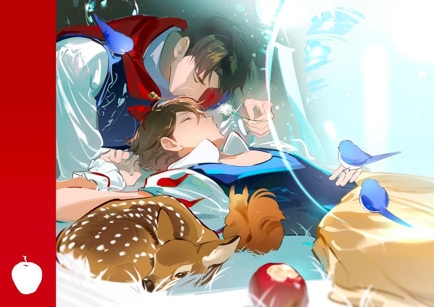 snow white, oikawa tooru, ushijima wakatoshi, and prince charming (haikyuu!! and 1 more) drawn by fandangyu