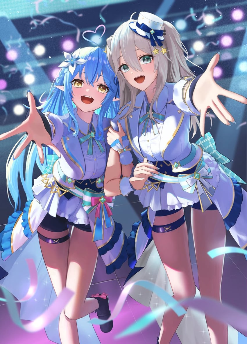 yukihana lamy and shishiro botan (hololive) drawn by torjun_111