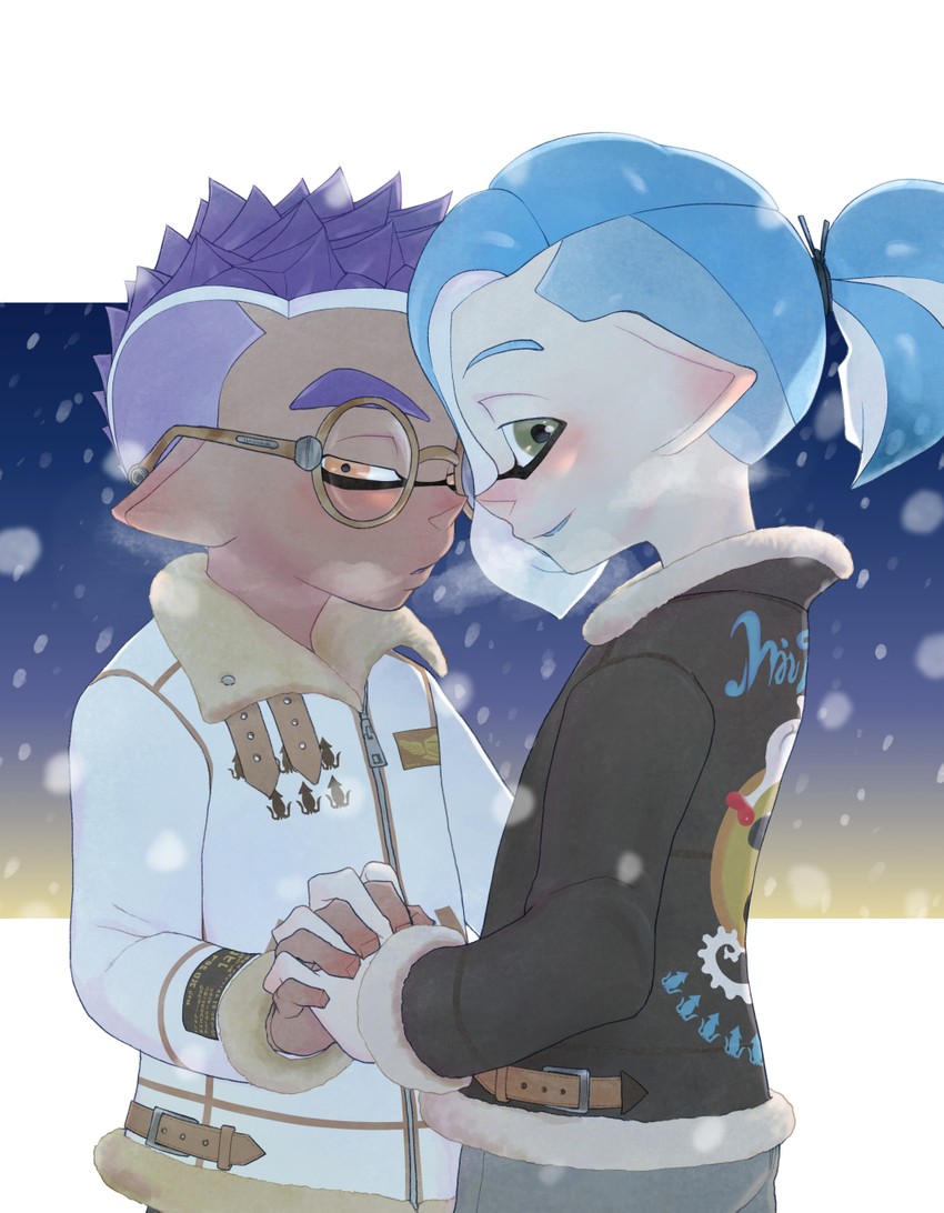 inkling player character, inkling boy, senpai, and kouhai (splatoon) drawn by souzaipan