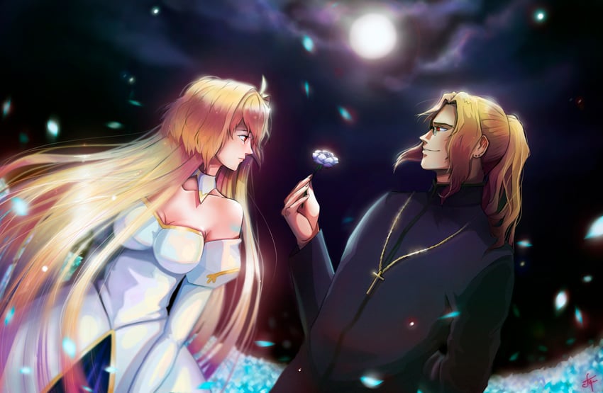 arcueid brunestud, archetype earth, and michael roa valdamjong (tsukihime) drawn by hidaboland
