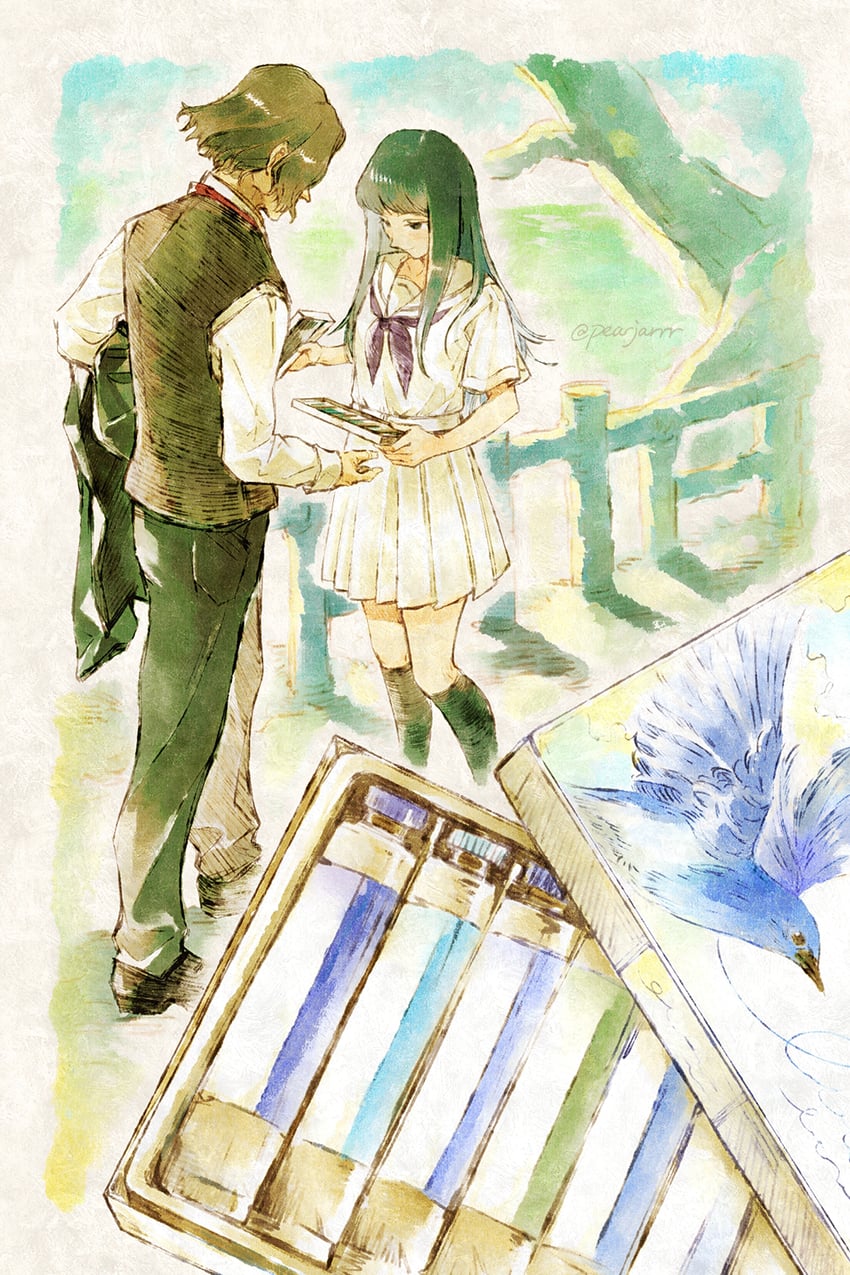 kuchiki touko and tokisaka reiji (kara no shoujo) drawn by pearjarrr