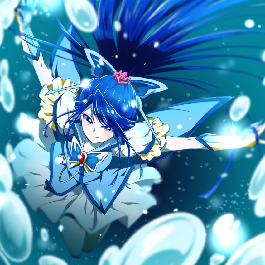 minazuki karen and cure aqua (precure and 2 more) drawn by nita_(onakatohoppe)