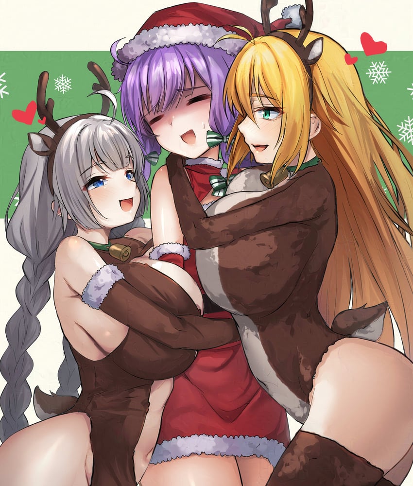 yuzuki yukari, kizuna akari, and tsurumaki maki (voiceroid) drawn by tenneko_yuuri