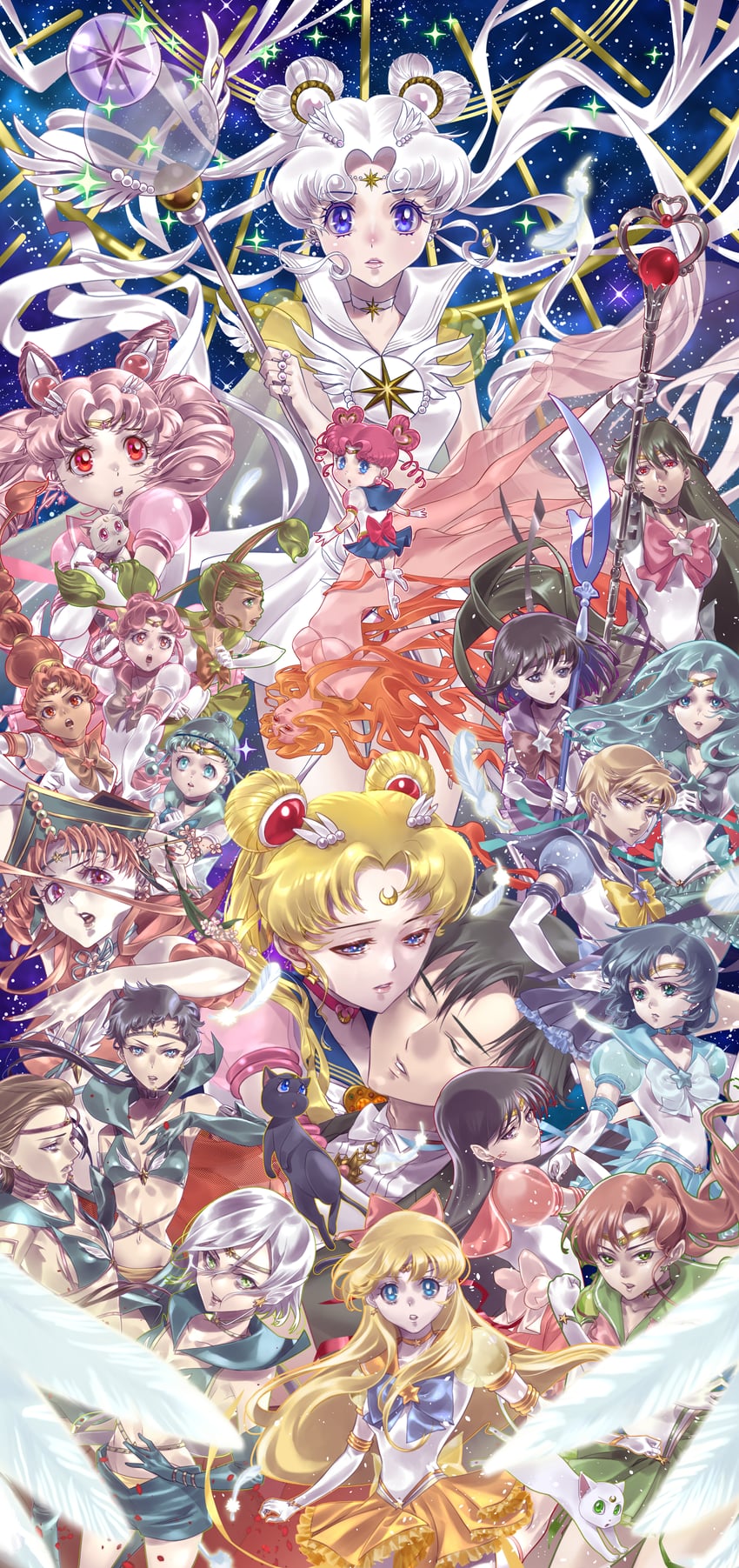 tsukino usagi, sailor moon, mizuno ami, aino minako, hino rei, and 50 more (bishoujo senshi sailor moon and 2 more) drawn by katt_sun
