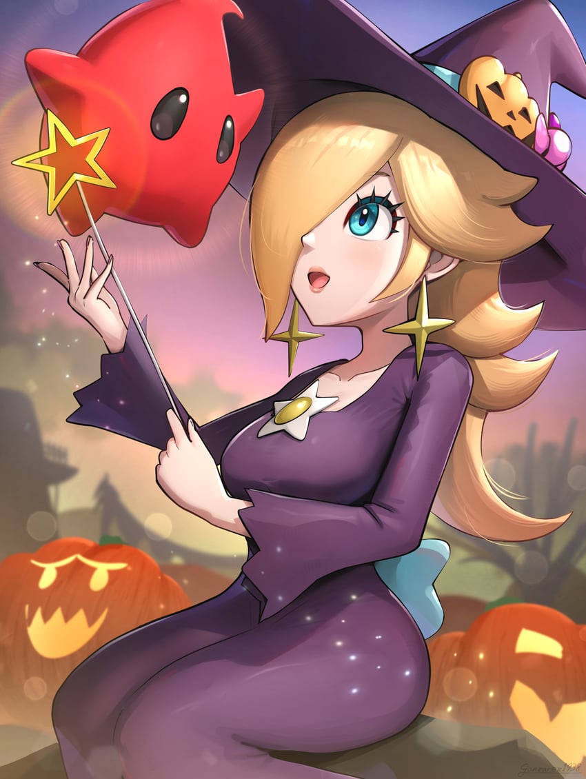 rosalina, luma, and red luma (mario and 2 more) drawn by gonzarez