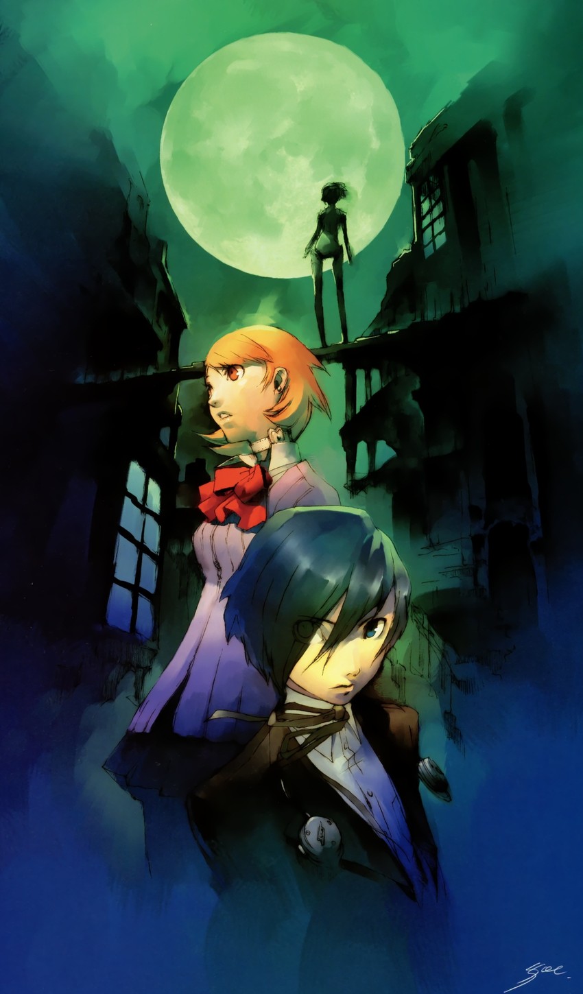 yuuki makoto, aigis, and takeba yukari (persona and 2 more) drawn by soejima_shigenori