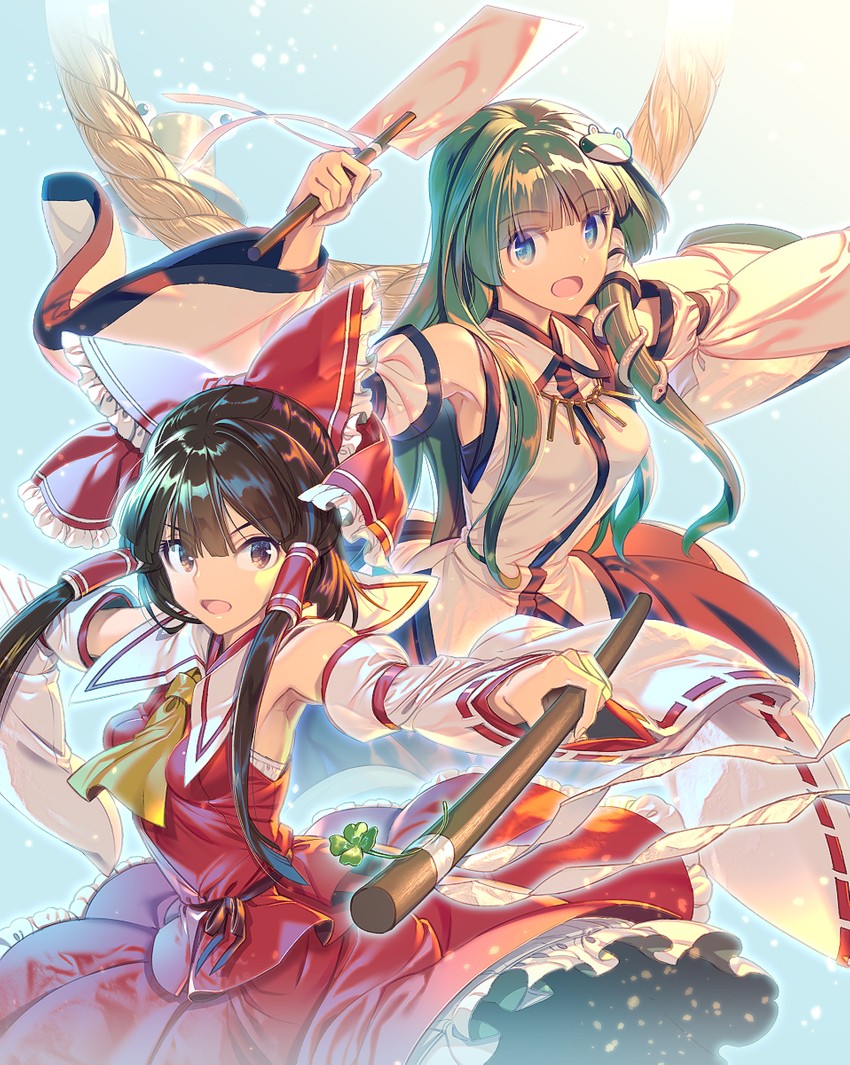 hakurei reimu and kochiya sanae (touhou) drawn by zounose
