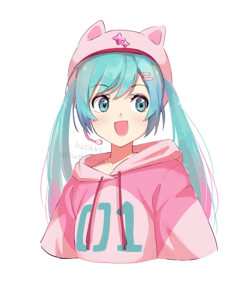 hatsune miku and neko hatsune miku (vocaloid and 1 more) drawn by batikky
