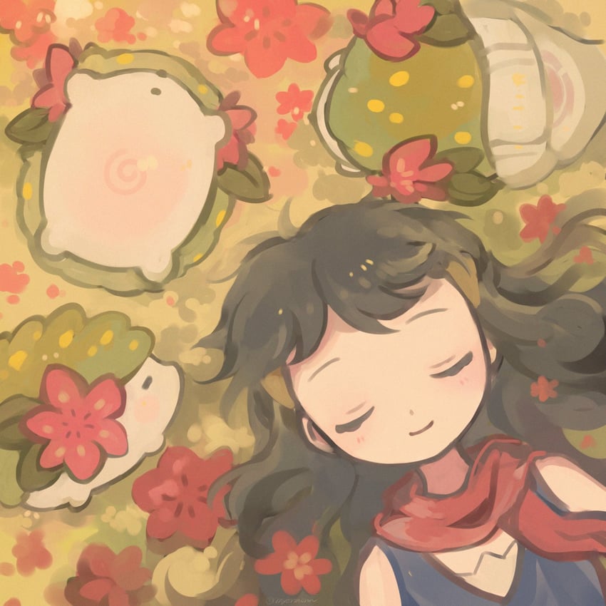 dawn and shaymin (pokemon and 1 more) drawn by myon_(myonninn)