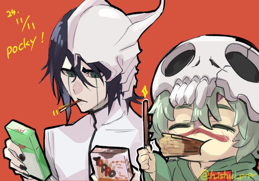 nelliel tu odelschwanck and ulquiorra cifer (bleach) drawn by hishui_prpr