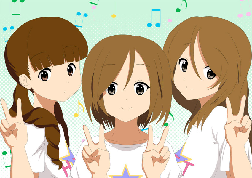 tachibana himeko, wakaouji ichigo, and kinoshita shizuka (k-on!) drawn by tonkotsu_(hinalingo)