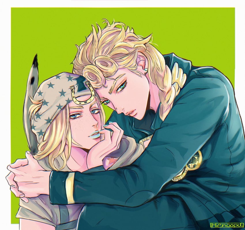 giorno giovanna and johnny joestar (jojo no kimyou na bouken and 2 more) drawn by henoopd