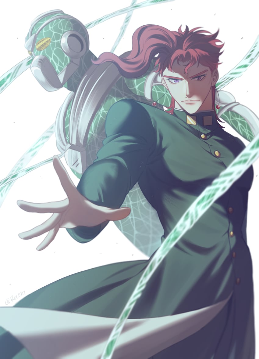kakyoin noriaki and hierophant green (jojo no kimyou na bouken and 1 more) drawn by huayv666