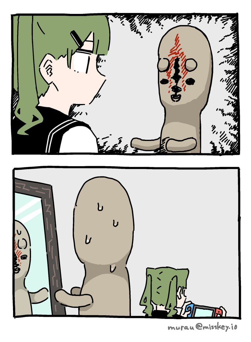 rag-chan and scp-173 (original and 2 more) drawn by rid0922