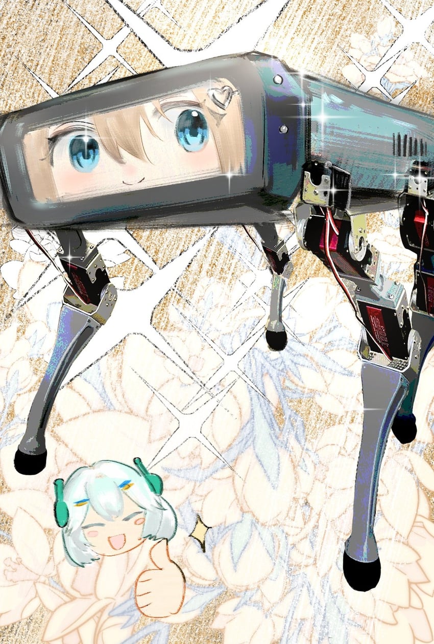 neuro-sama and ellie minibot (indie virtual youtuber and 1 more) drawn by liquain