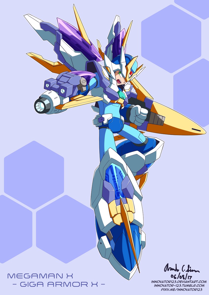 x (mega man and 1 more) drawn by innovator123