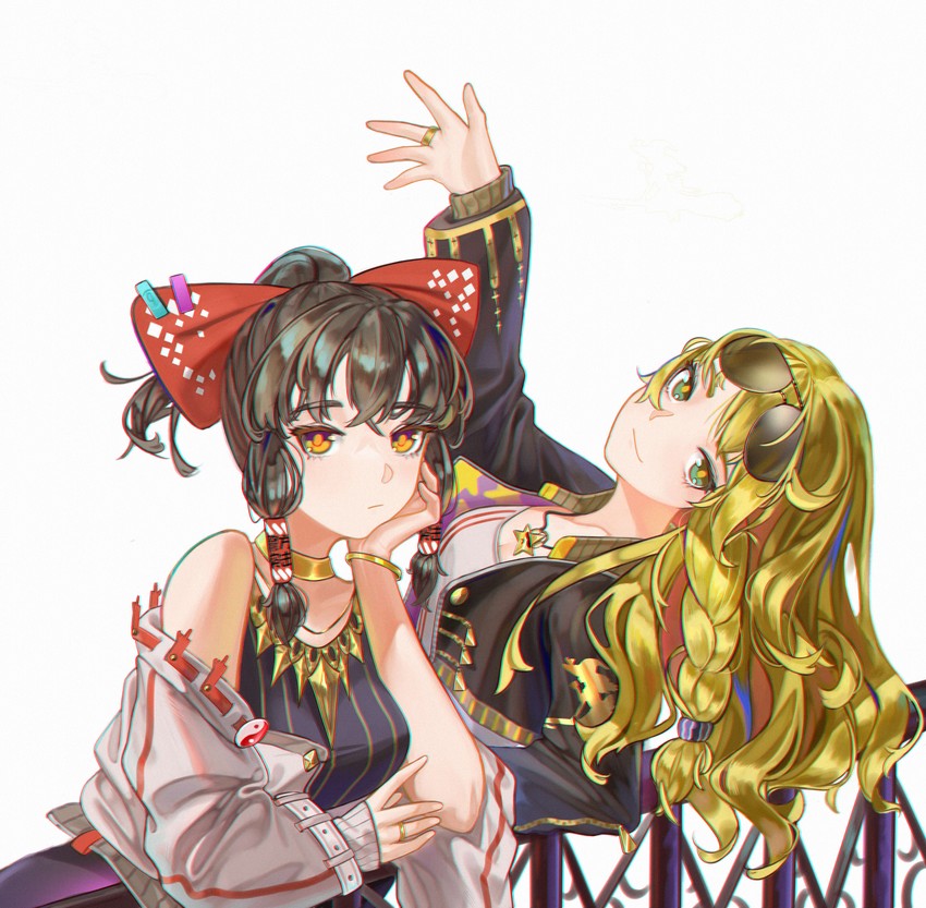 hakurei reimu and kirisame marisa (touhou) drawn by alucard_pie