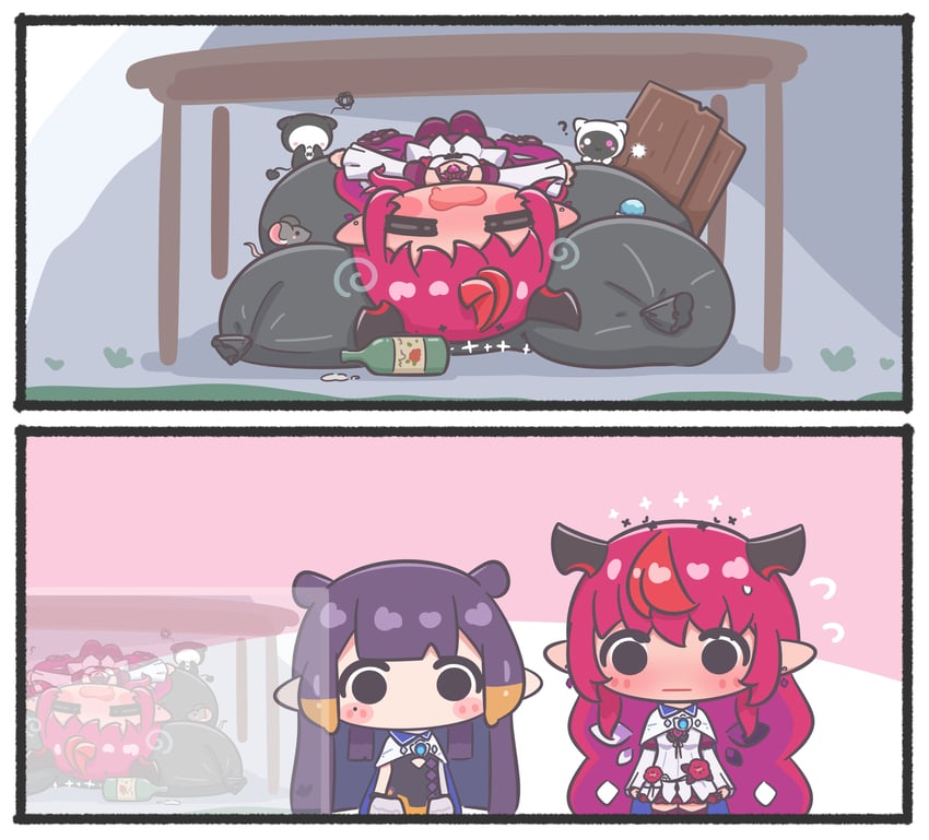 ninomae ina'nis, irys, bloom, and gloom (hololive and 2 more) drawn by mpien