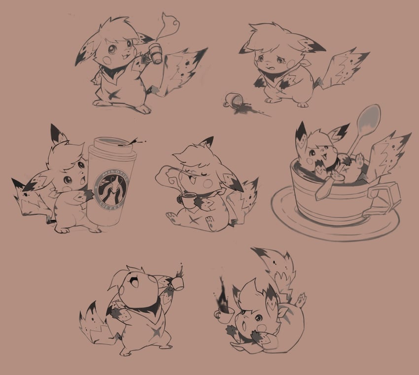 pikachu and milotic (pokemon and 1 more) drawn by koriarredondo