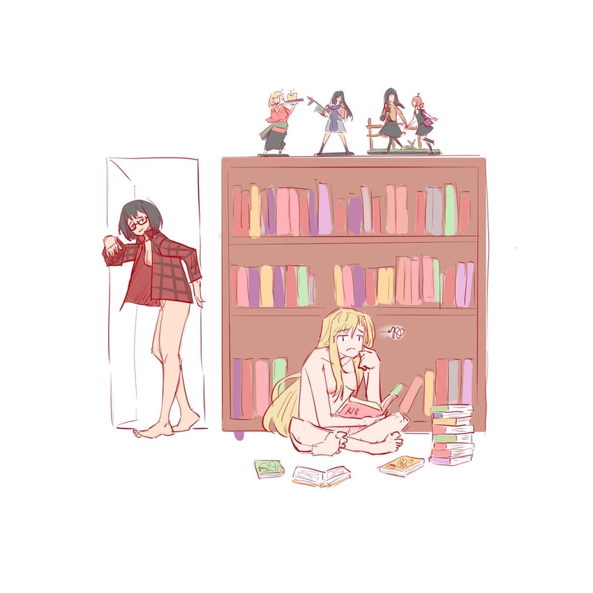 nishikigi chisato, inoue takina, koito yuu, nanami touko, kamikoshi sorawo, and 1 more (lycoris recoil and 2 more) drawn by anjuro_zeeku