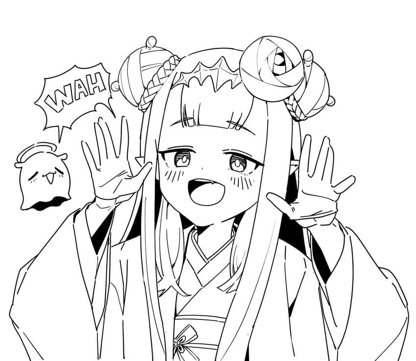 ninomae ina'nis and ao-chan (hololive and 1 more) drawn by sake_goroke