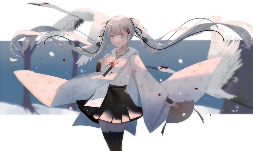 hatsune miku and yuki miku (vocaloid) drawn by mizu_(shir_ley)