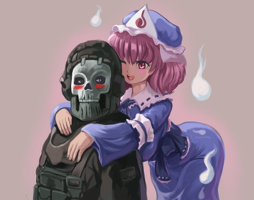 saigyouji yuyuko and ghost (touhou and 1 more) drawn by profitshame