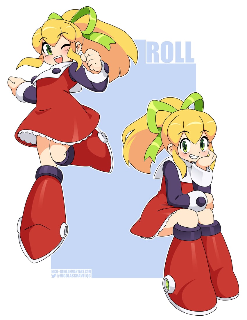 roll (mega man and 1 more) drawn by nico-neko