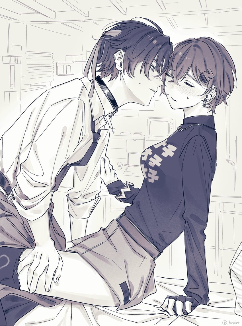 belle and asaba harumasa (zenless zone zero) drawn by brmbr
