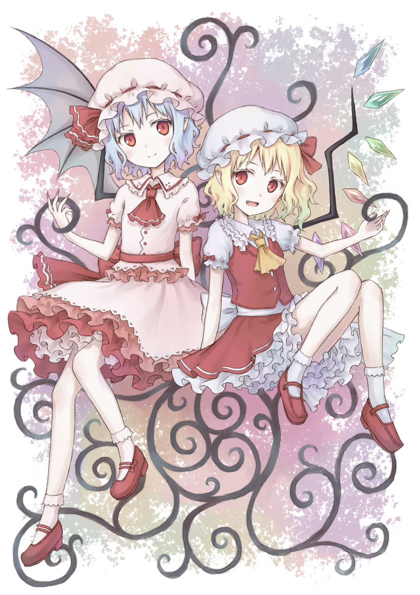 remilia scarlet and flandre scarlet (touhou) drawn by 104_(luins104)