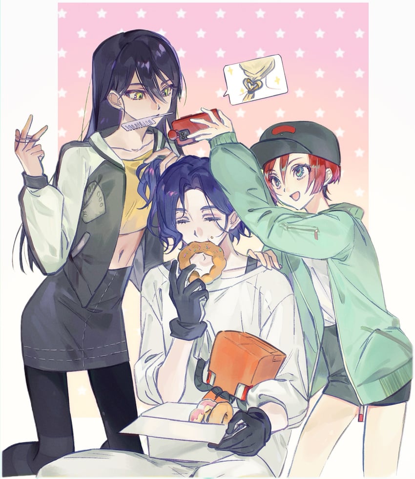 amate yuzuriha, shuji ito, nyaan, and conch (gundam and 1 more) drawn by sukebegg