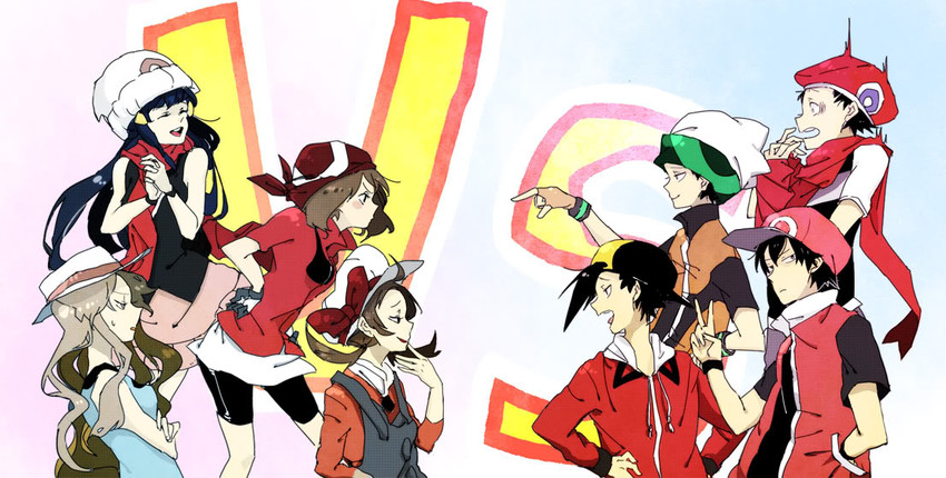 dawn, may, red, ethan, leaf, and 3 more (pokemon and 4 more) drawn by omaru_(662904)