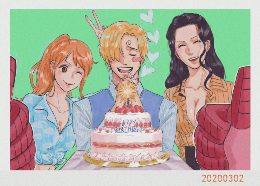 nami, nico robin, and sanji (one piece) drawn by errrrrliao_ge_ai