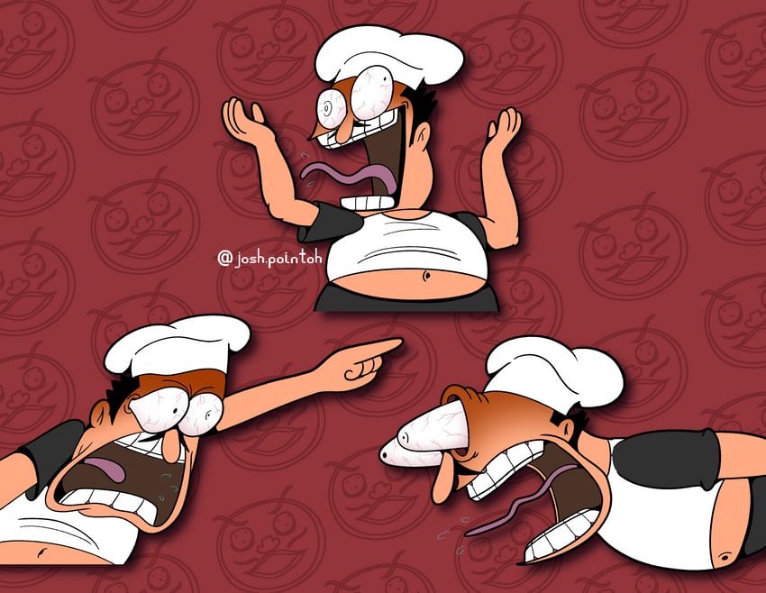 peppino spaghetti and pizzaface (spongebob squarepants and 3 more) drawn by josh.pointoh