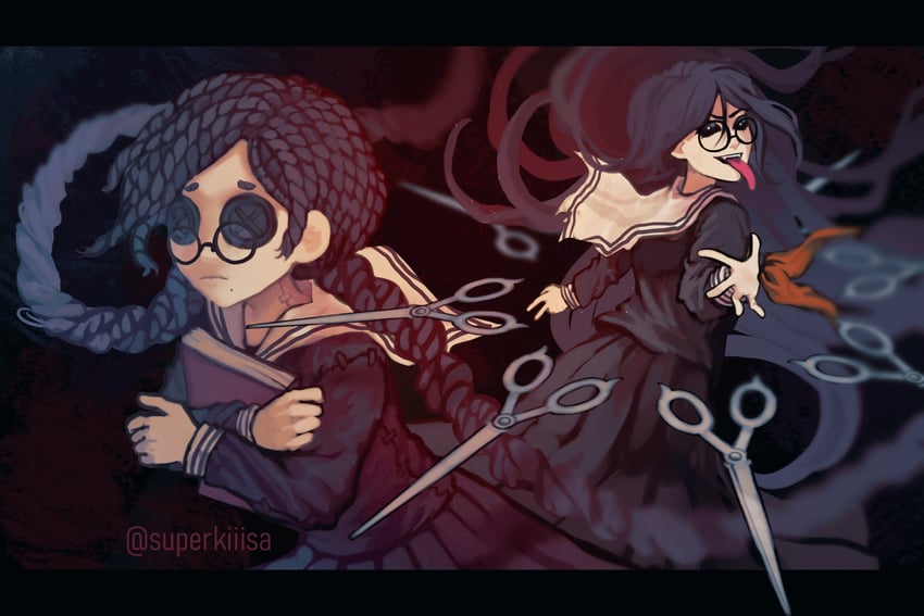 fukawa toko and genocider shou (danganronpa and 3 more) drawn by lily_(superkiiisa)