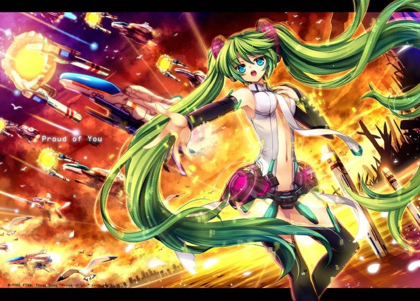 hatsune miku, r-9a arrowhead, and force (vocaloid and 1 more) drawn by capura_lin