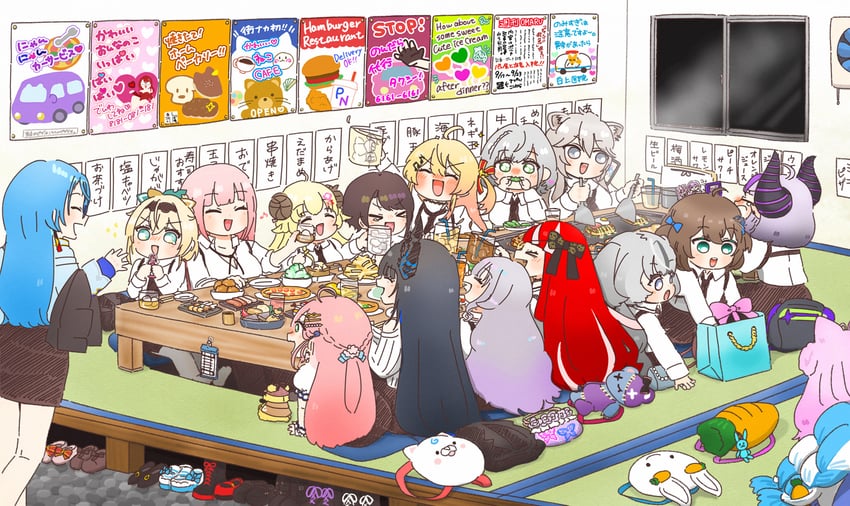 houshou marine, hoshimachi suisei, usada pekora, mori calliope, sakura miko, and 18 more (hololive and 4 more) drawn by sakuramochir